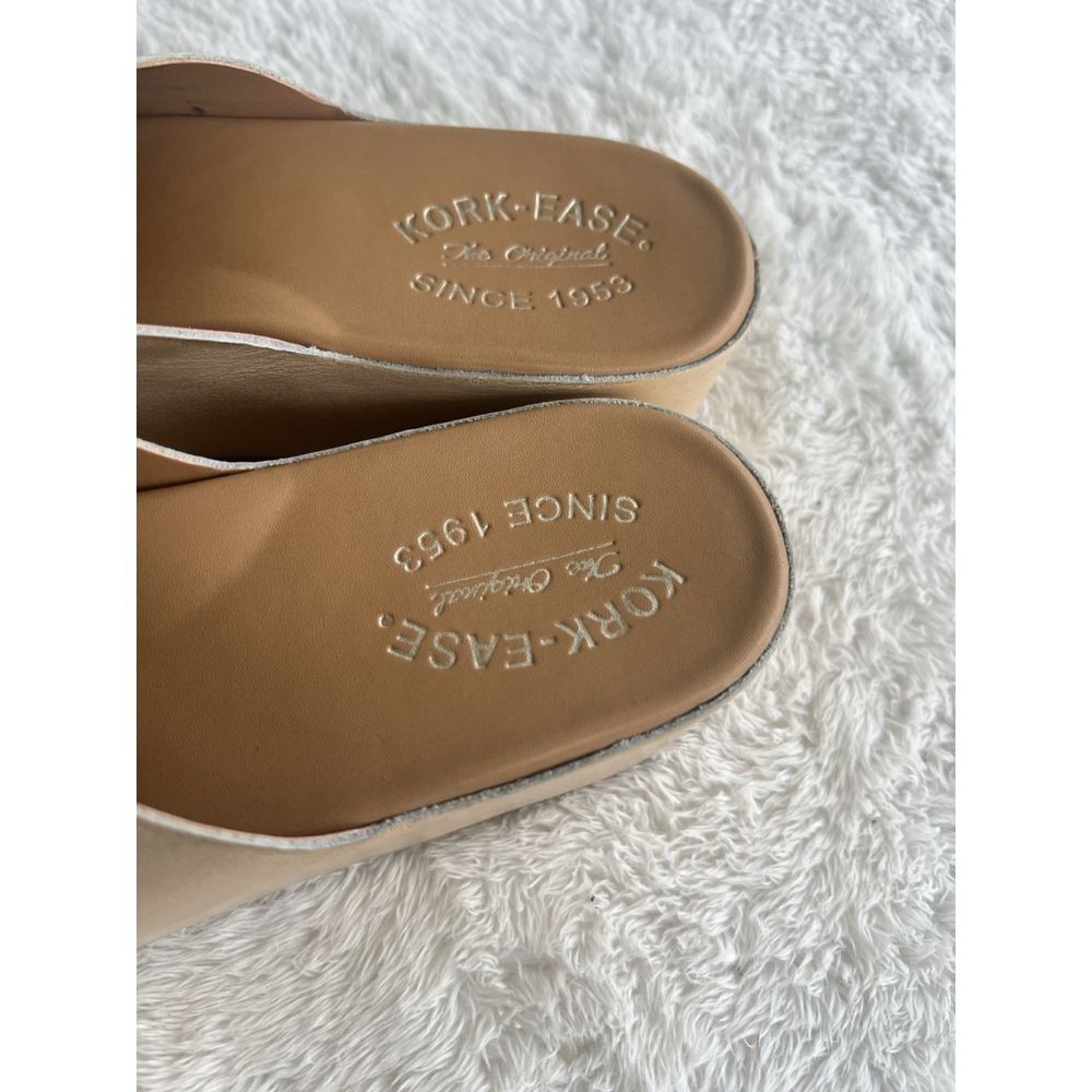 Kork-Ease Sz 9 Brushed Gold York Leather Buckle Platform Slide Sandals NWT - Picture 8 of 16